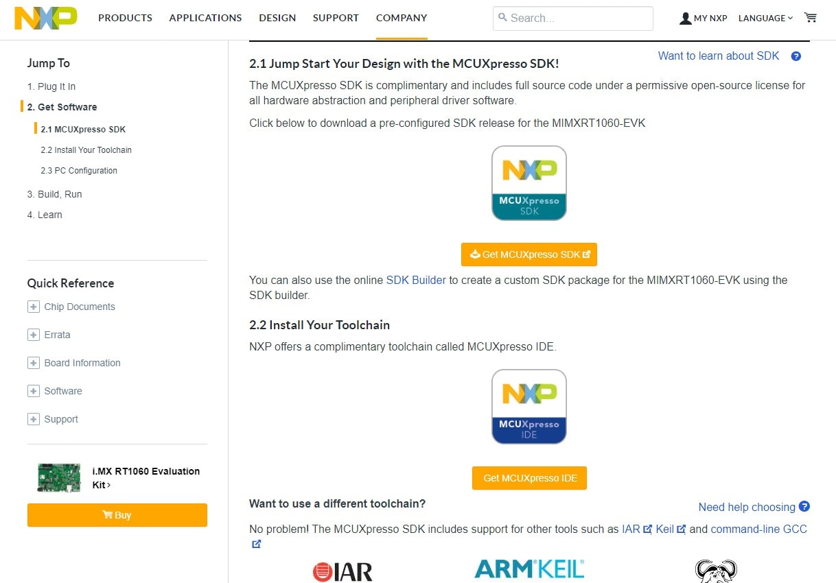 MCUXpresso IDE is a convenient tool to edit your code and interact with the i.MX RT1050 development board.